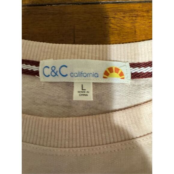 C & C California Floral Graphic Long Sleeve Light Pink Top Size Large - Picture 4 of 7